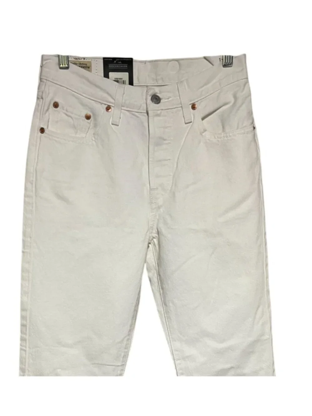Levis 501 Premium Original White Denim Jeans Mens 25x30 Straight Leg Button Fly